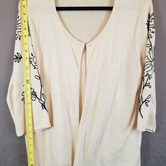 True Beauty by Emme Women's Size 2 Plus (XL) embroidered sleeves Sweater Jacket - Picture 12 of 15